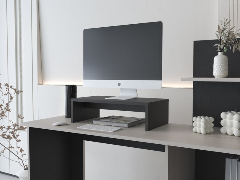 Sells monitor stand in melamine and particule board, black, Black