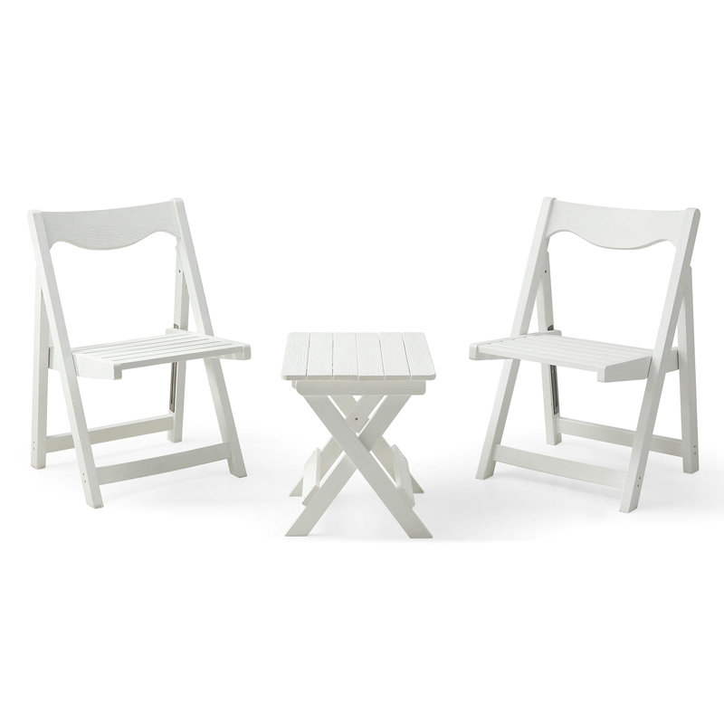 Hips Outdoor Foldable Furniture , 2 Chairs And Rectangular White Table For Spacious Living Chair White, Included