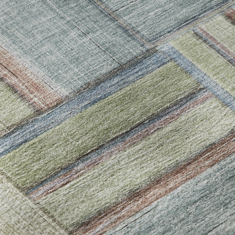Premium Machine Washable Mayfield AMF2285 Geometric Rug, 8' x 10', Aloe