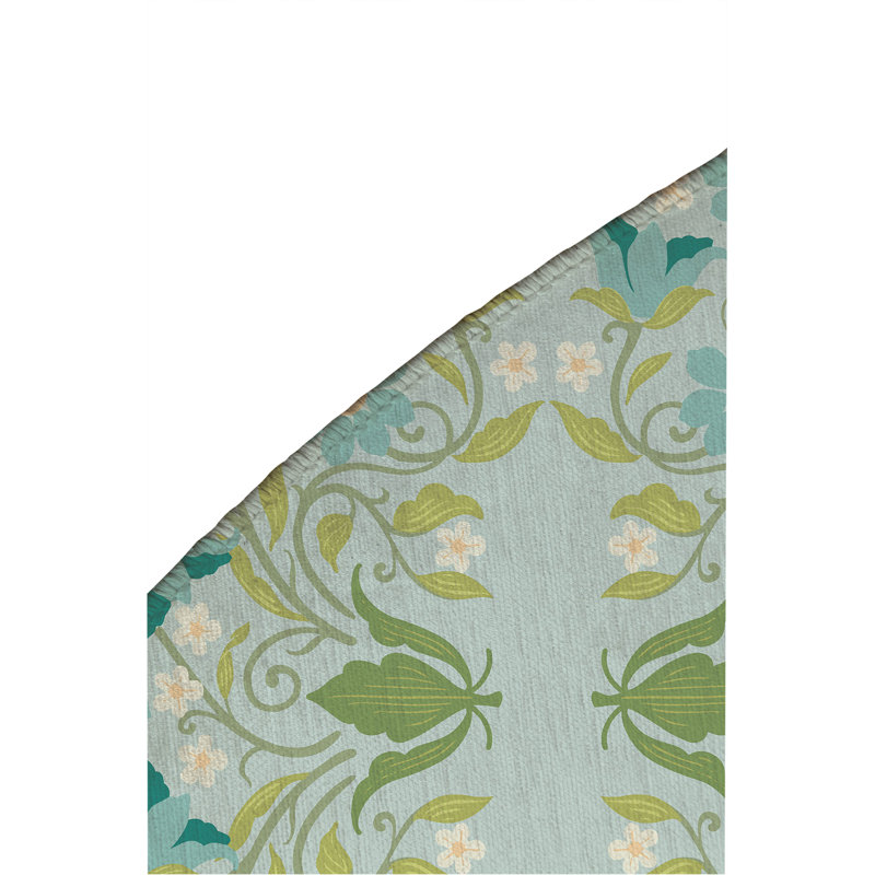 Colette Decorative Non-Slip Outdoor Are Rug, Bright Blue, Round 5'