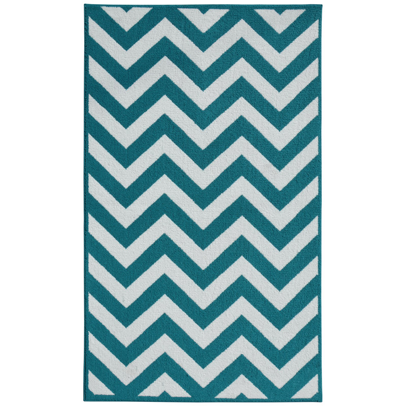 Tapis bleu sarcelle / blanc Snellville