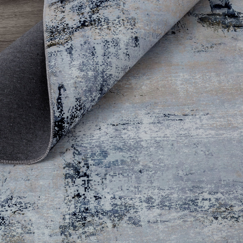 Abstract Area Rug in Gray, Novelty 7'9" x 9'9"