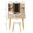 4-Drawer Vanity Desk With Led Mirror & Carved Details, Fluted Makeup Table With Metal Legs And Pu Stool, Carved Dressing Table With Jewelry Storage For Bedroom