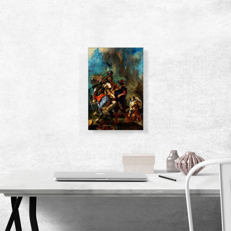 «The Abduction Of Rebecca 1846» par Eugene Delacroix, reproduction d'art, H 12 po x l 18 po x 1,5 po