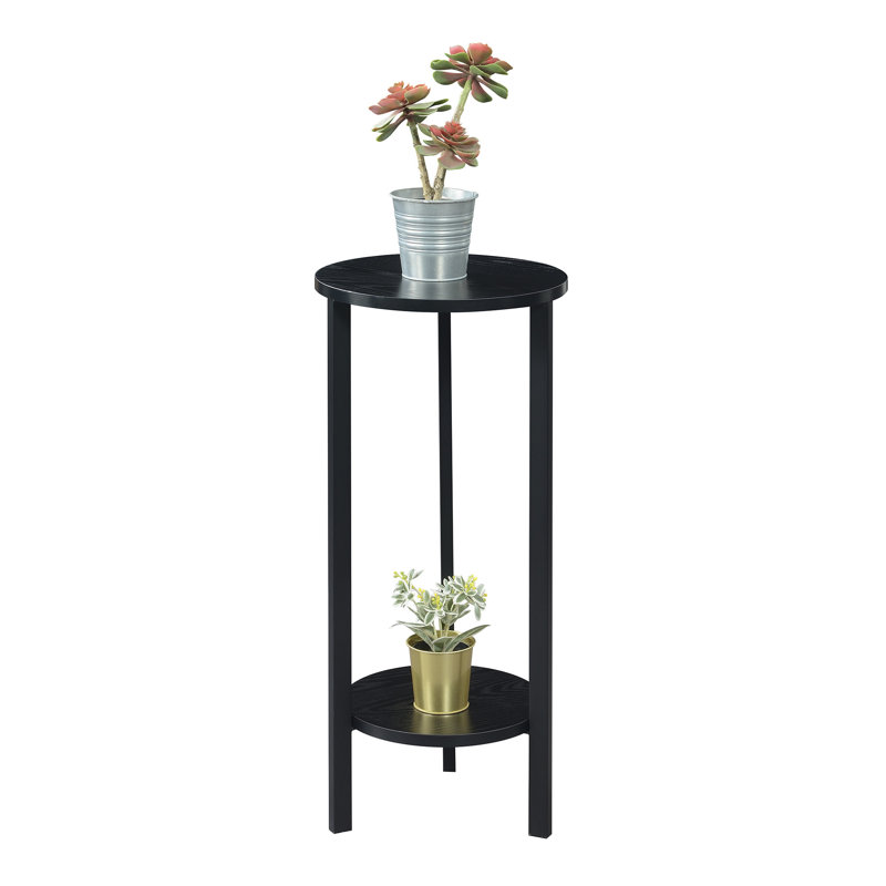 Support à plantes rond Migues, H 31,5 po x L 15 po x l 15 po, Noir