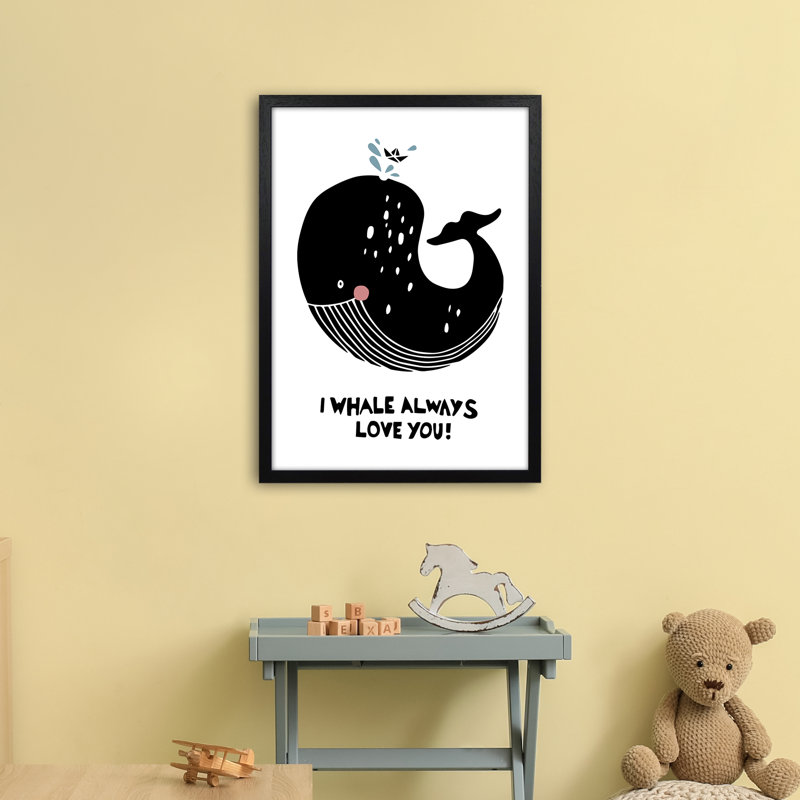 Whale by Miniofmine - Print, 63cm H x 46cm W x 3cm D, Brown Framed
