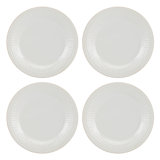 French Perle Groove Dinner Plates, Set Of 4
