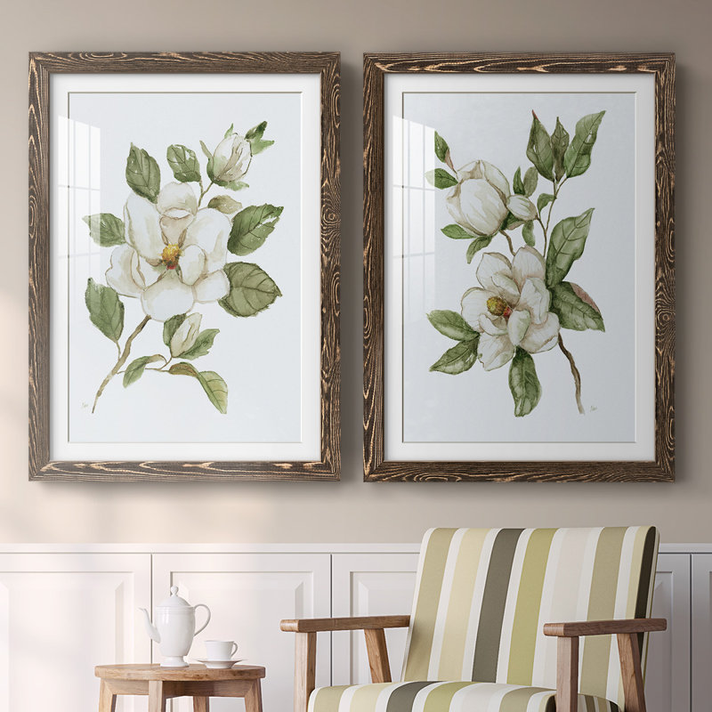 " Magnolia Morning I " 2 - Pieces, 31.5" H x 88" W x 1.5" D, Walnut