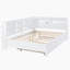 Lit de jour en bois double avec lit gigogne simple, lit de jour avec tablette de rangement et ports de chargement USB, blanc