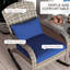 Chaise berçante de jardin bleu foncé, avec dossier haut pratique, coussin de siège et coussin pour patio, porche, balcon