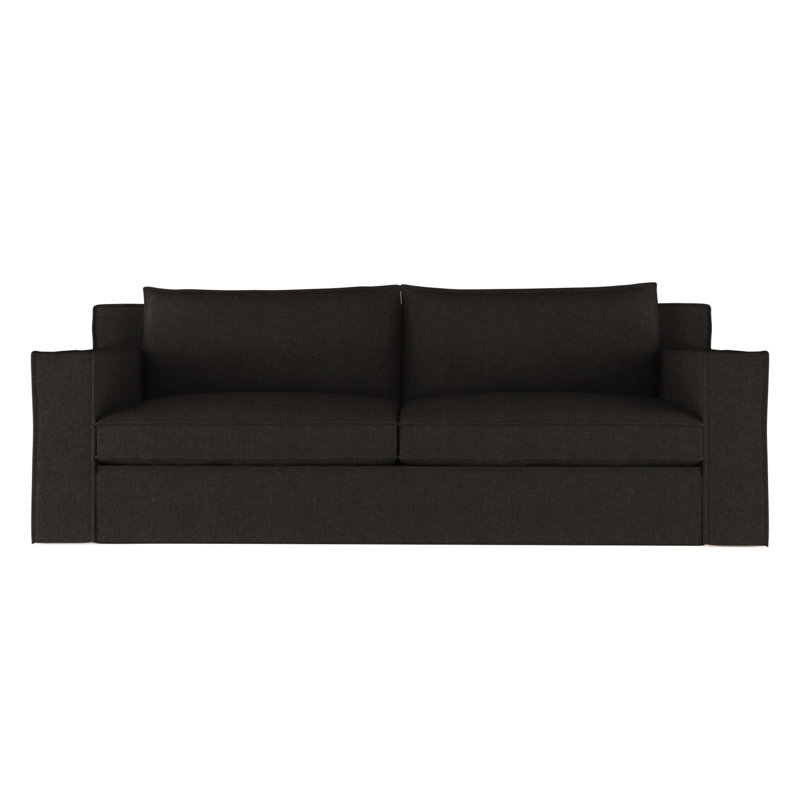 Mulberry Square Track-Arm Sofa with Flange Seam, 33" H x 108" W x 45" D, Pebble Weave Linen Graphite, Dark Brown