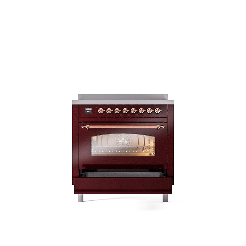 ILVE Nostalgie II 36 in Induction Range, Burgundy/Copper