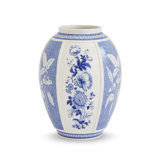 Spode Blue Italian 10" Vase - BlueWhite, British Flowers