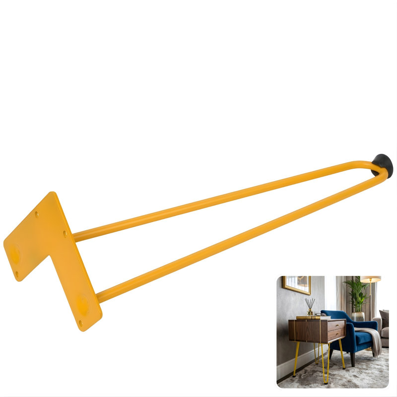 Mid Century Modern Hairpin Furniture Legs, 18" H, Sunflower (Yellow)