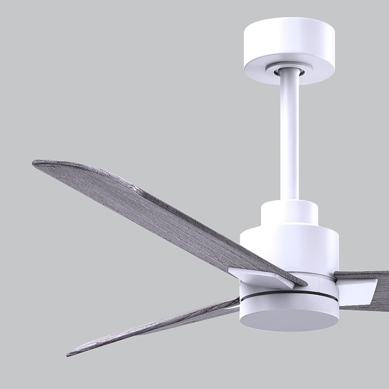 Alessandra Outdoor Downrod Ceiling Fan, Matte White, Barn Wood Tone