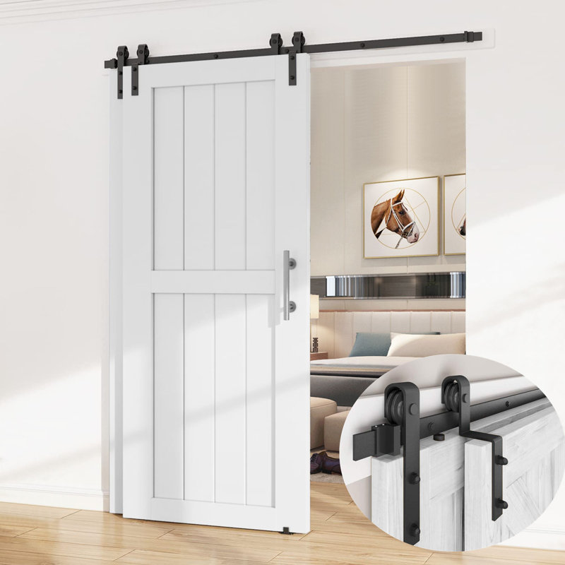 Low Ceiling Single Bypass Double Door Barn Hardware Kit, 192 in.
