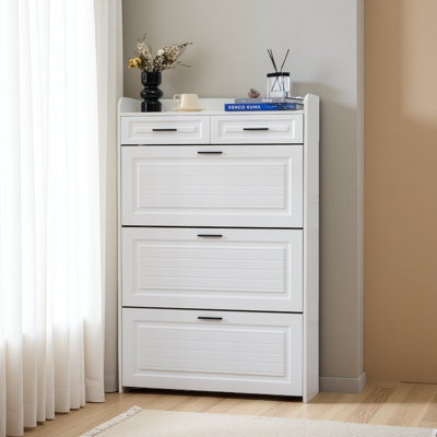 Flip-type Shoe Cabinet With 2 Drawers
