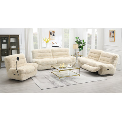 Fynland Beige 3 - Piece Reclining Set