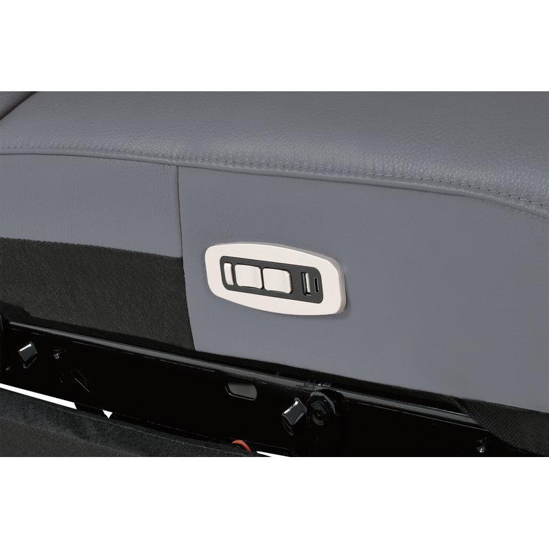 Canapé modulaire inclinable électrique en cuir véritable italien avec repose-tête et console sans fil