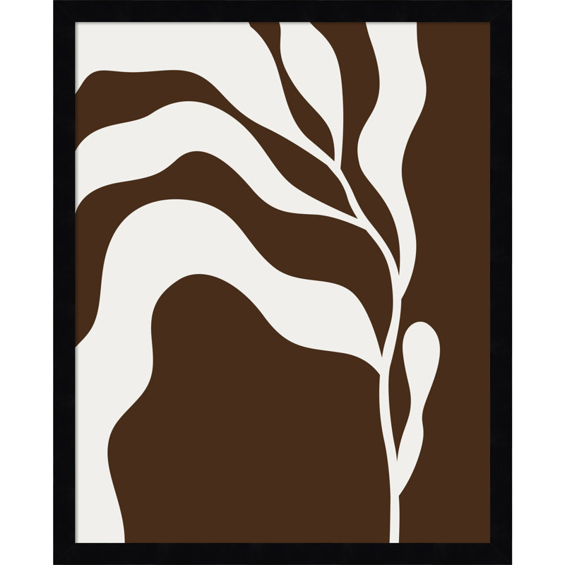 Retro Matisse Inspired Abstract Botanical 2 Brown, 21" H x 17" W x 1" D, Black