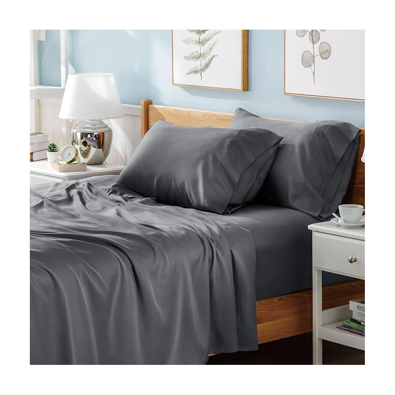Ranarda Cotton Blend Percale Flat Sheet, Grey, Kingsize (5')