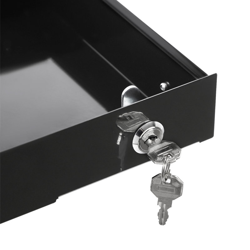 Under Desk Mounted Sliding Pull-Out Drawer Storage Organizer, Black
