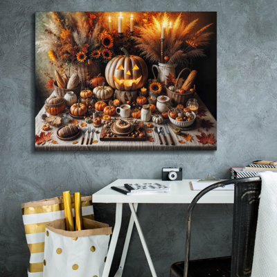  'Halloween Centerpiece Fall Theme' by Rey Klimt Canvas Wall Art, 34" x 26"