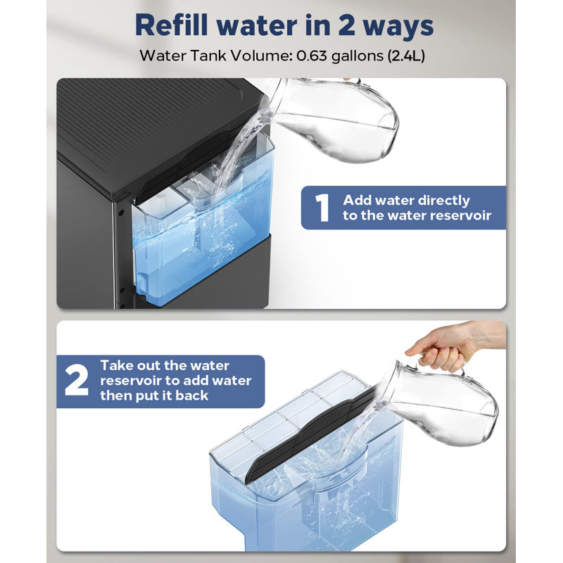 R.W.FLAME 44 Lb. Daily Production Nugget Clear Ice Portable Ice Maker, Black/Grey