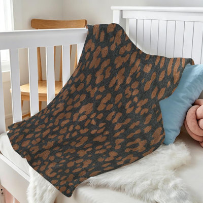 Black Ultra Soft Flannel Fleece Throw Blanket,Brown Leopard Spotted Single-Sided Print
