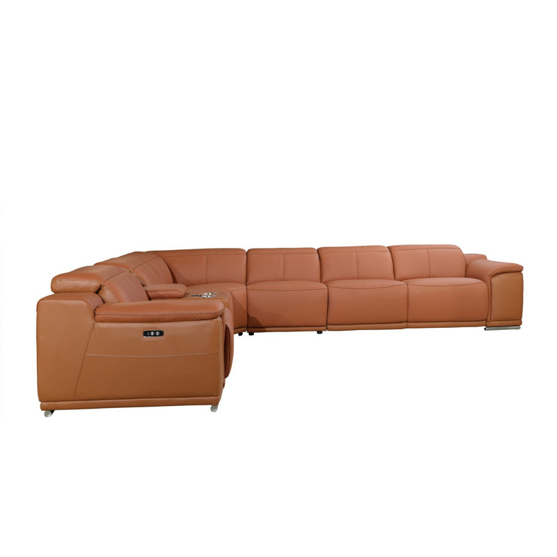 Canapé modulaire en U sept pièces avec console Stoneridge, Rembourrage en mousse couleur chameau
