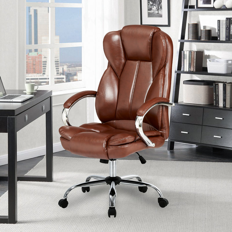 Fauteuil de direction ergonomique en similicuir, Brun
