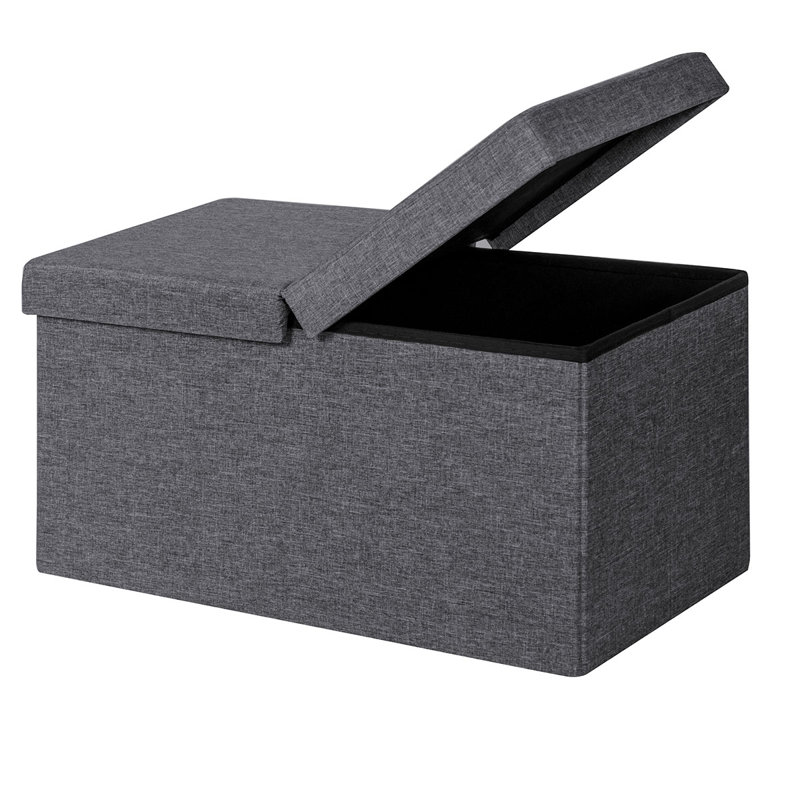 Eleen Upholstered Bench with Flip Top, Dark Grey