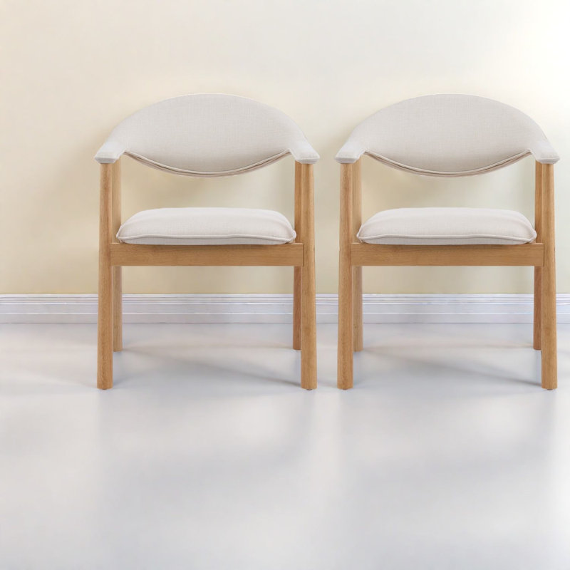 Chaises de salle à manger à dossier courbé, structure en bois beige, ensemble de cuisine moderne