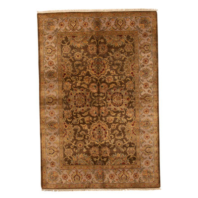 Tapis oriental brun / beige en laine tissé à la main 6 pi x 9 pi 1 po Oriental