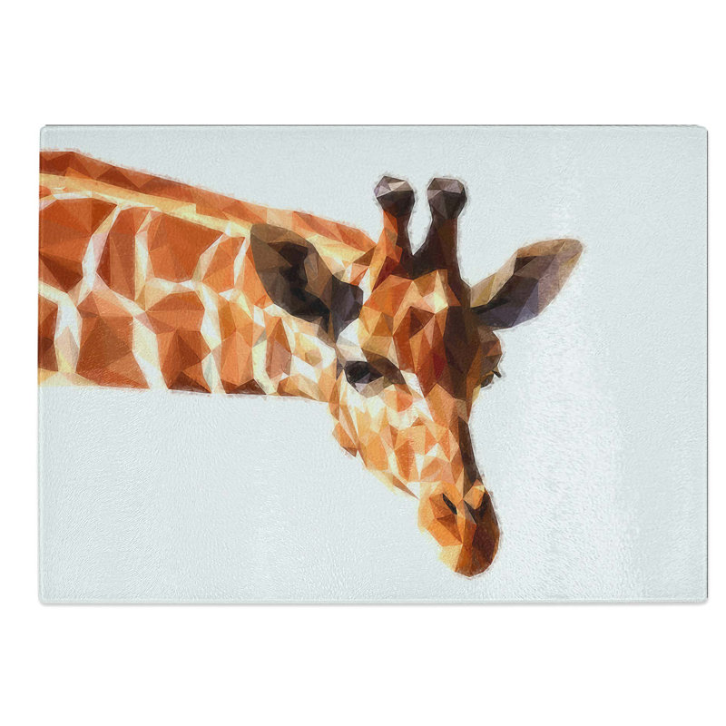 Glass Geometric Giraffe in Abstract Chopping Board, 28.5 cm W x 20 cm L