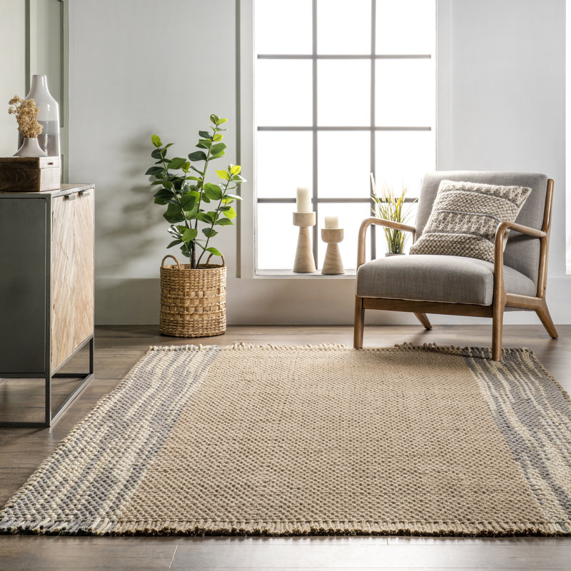 Tapis à pampilles en jute Jada, Rectangle de 5 pi x 8 pi
