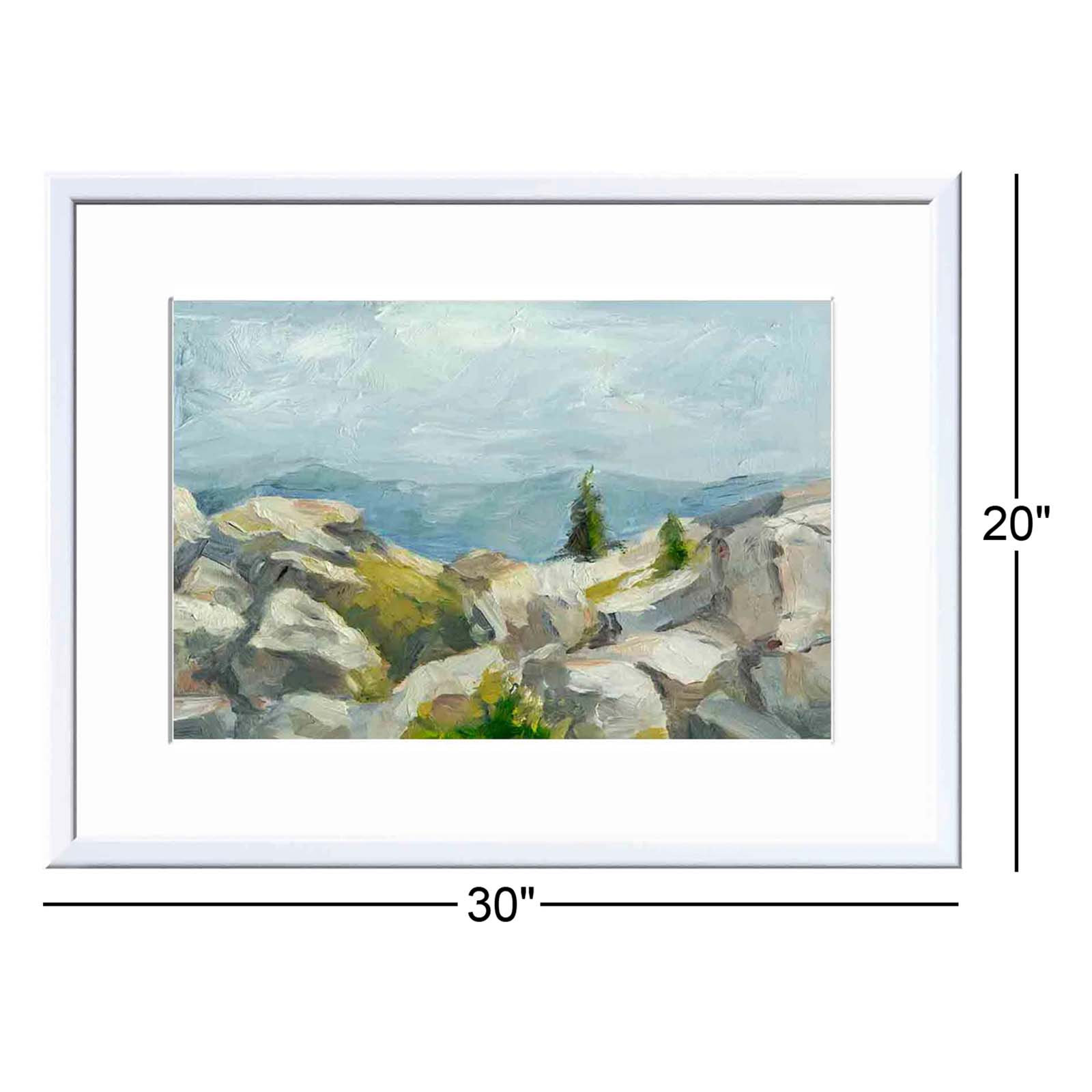 Impasto Mountainside III, White, 20"H x 30"W