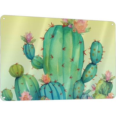 Rétro affiche en métal rétro avec plaque de bar en aluminium pour salle de bain, panneau de véranda rétro, affiche de bienvenue, cactus amusant, décoration murale pour café, décoration murale, 8 x 12 pouces