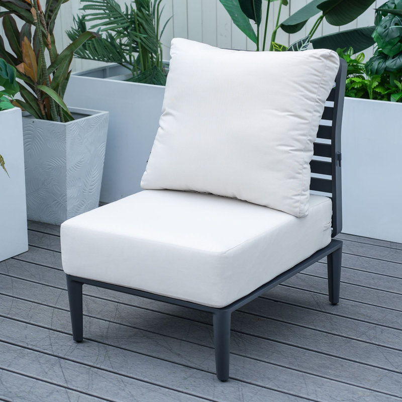 Fauteuil club d'extérieur en aluminium avec coussins