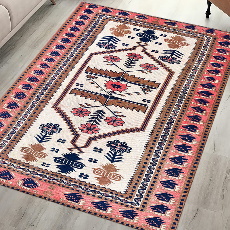 Artistic Non Woven Soft Type Printed Rug with Intricate Floral Design and Vibrant Hues for a Chic and Sophisticated Home Decor Enhancement