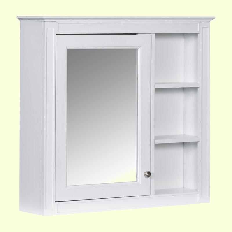 Armoire de rangement murale pour salle de bain, armoire de salle de bain moderne avec miroir, armoire à pharmacie, armoire à miroir avec 3 tablettes ouvertes