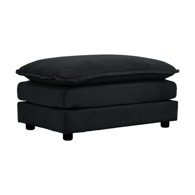 Repose-pieds en tissu chenille à combiner avec un canapé 2 places, un canapé 3 places et un canapé 4 places, chenille noire