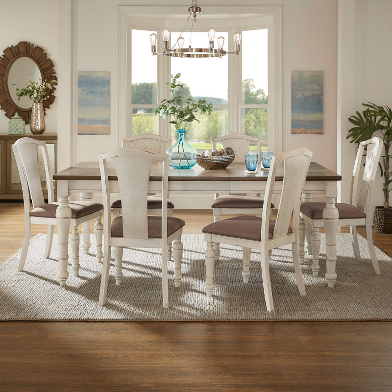 Harry Extendable Four Leg Dining Set, 7 Pieces: Table, 6 Chairs