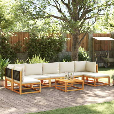  Ensemble de canapé de jardin modulaire en bois d'acacia massif noir
