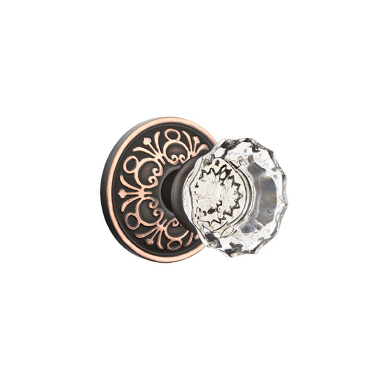 Double Dummy Astoria Clear Knob with Lancaster Rose, Oil Rubbed Bronze