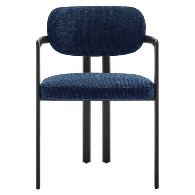 Elio Barrel Fabric And Metal Dining Chair