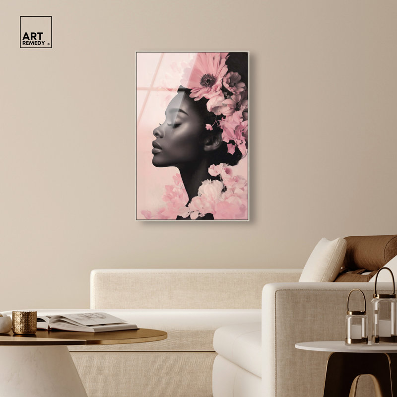 «Flourish in Pink Bloom», reproduction murale encadrée en acrylique par Art Remedy, cadre argenté, 30 x 45, H 46 po x l 31 po