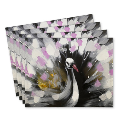 Beautiful Spotted Peacock Polyester Dreketi Set of 4 - Home Decor