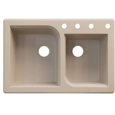 Radius 33.0625'' L Double Bowl Granite Kitchen Sink
