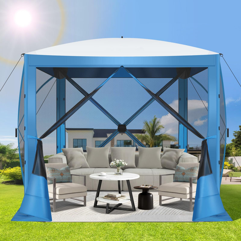 6FTx6FT Screen Room with Mosquito Netting, Hub Tent Instant Screened Canopy with Carrying Bag and Ground Stakes, Blue